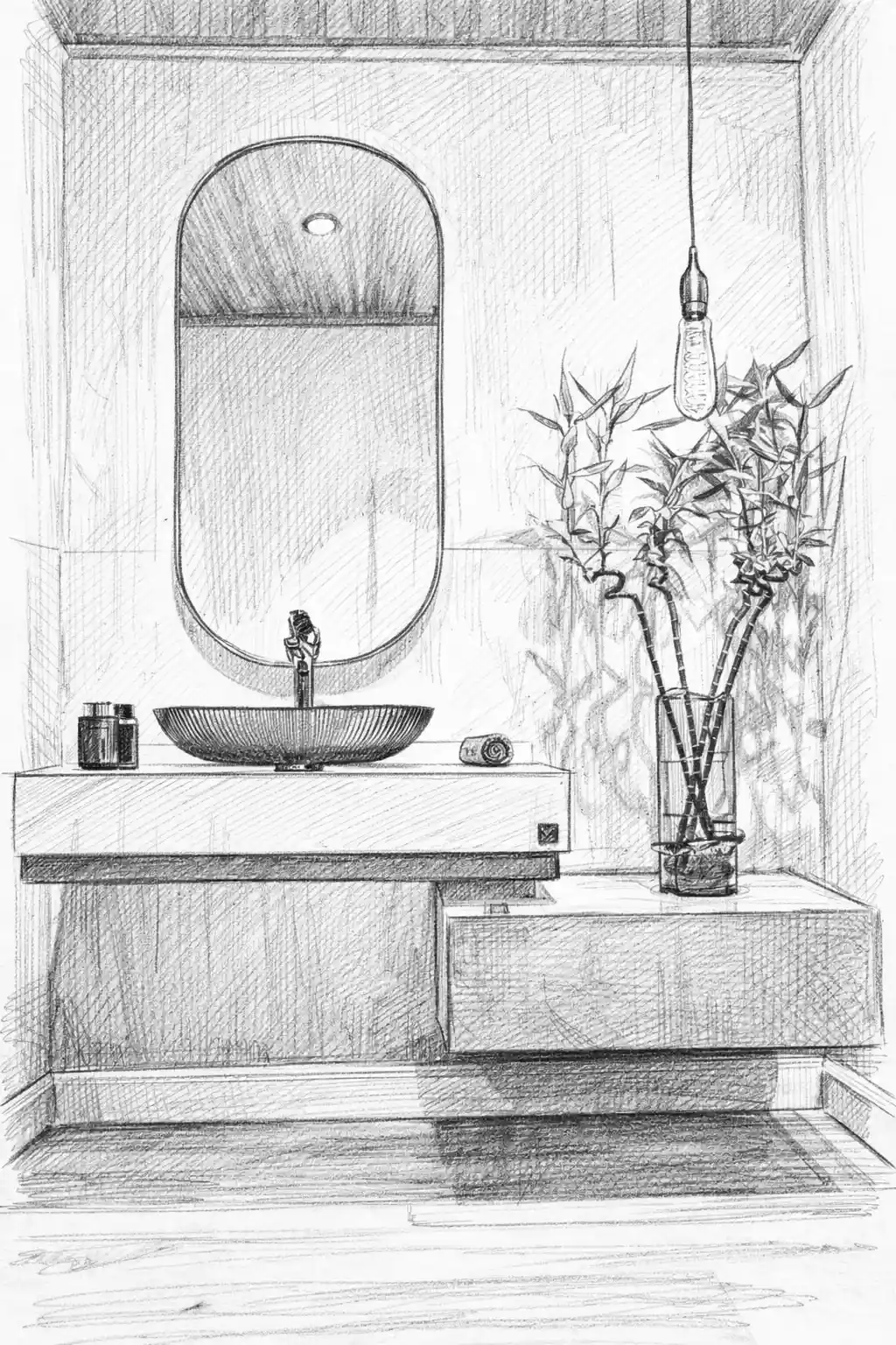 تصميم مغاسل رخام - الأسكتش قبل التنفيذ